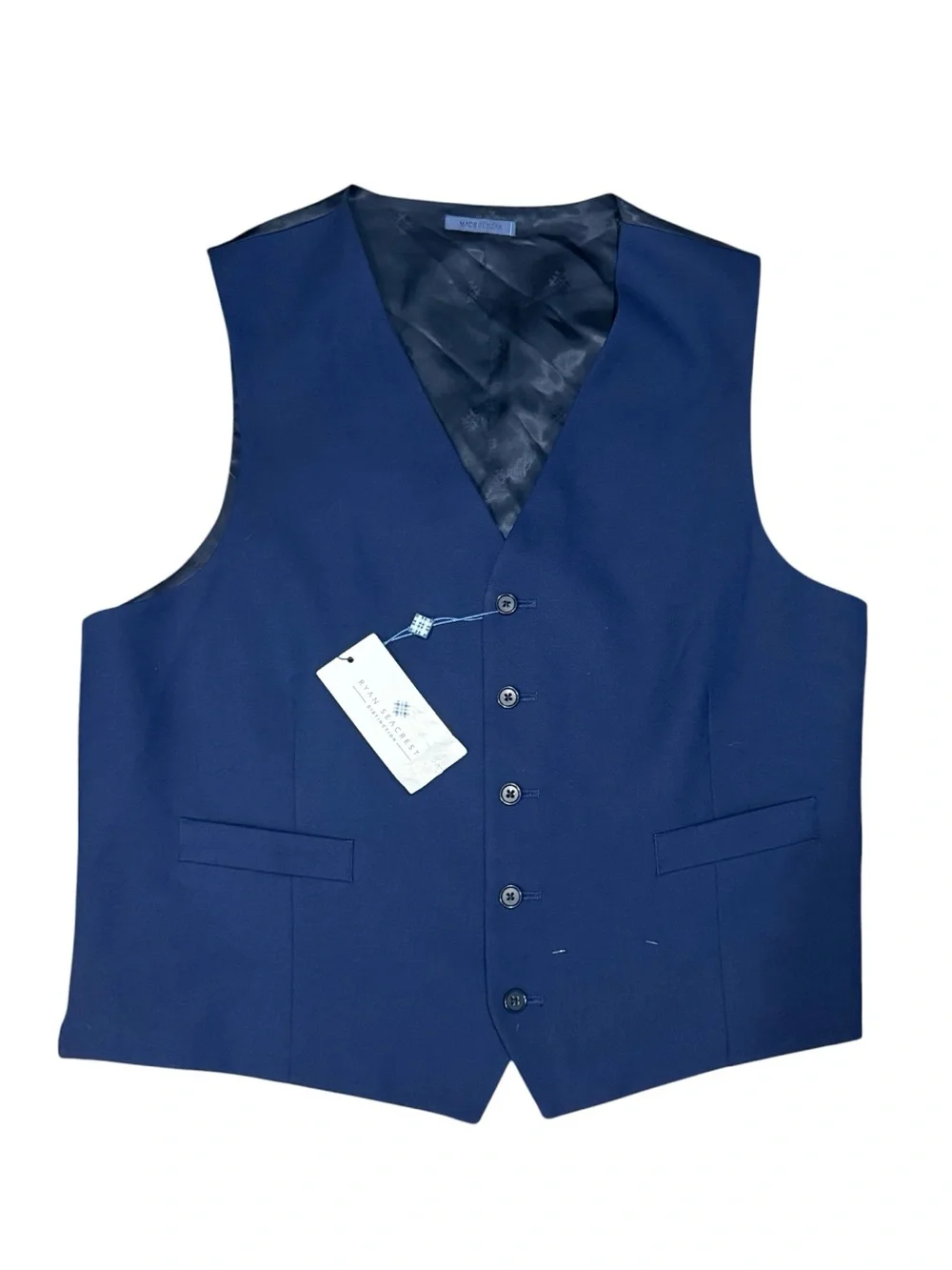 Ryan Seacrest Distinction Men’s Bright Navy Suit Vest - Size Large